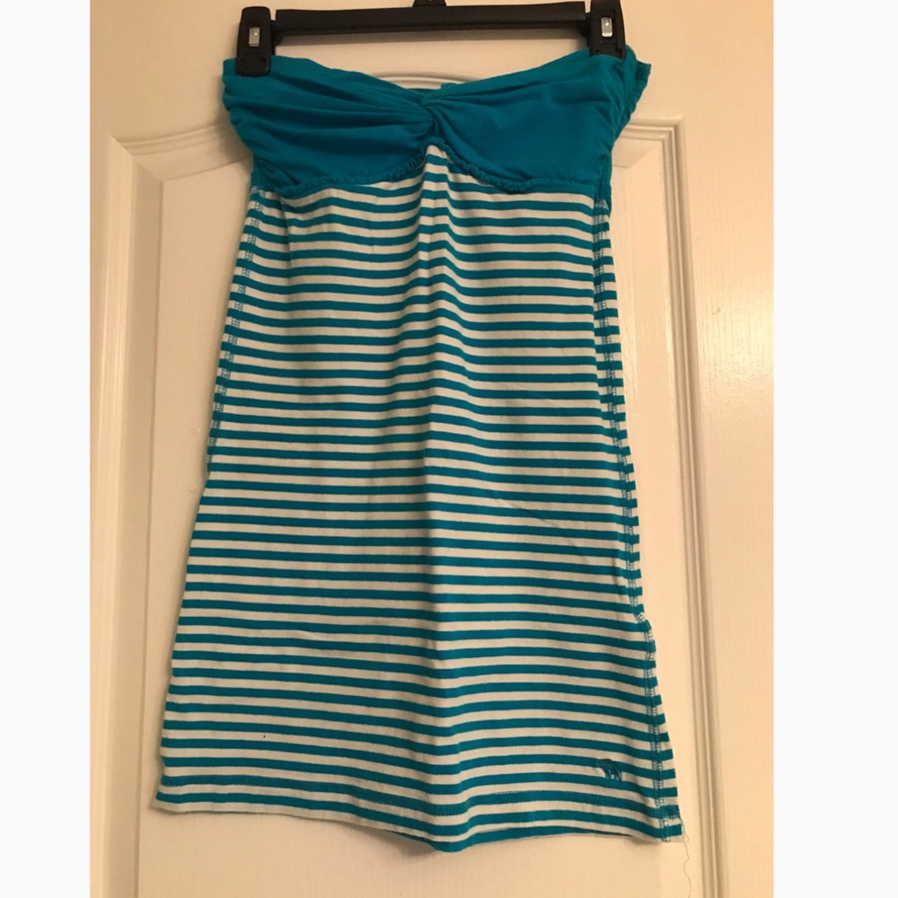 Blue and White Striped Tube Top
